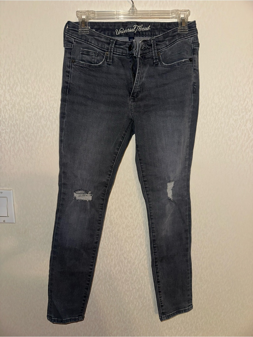 Universal Thread Dark Gray/Black Distressed Skinny Jeans